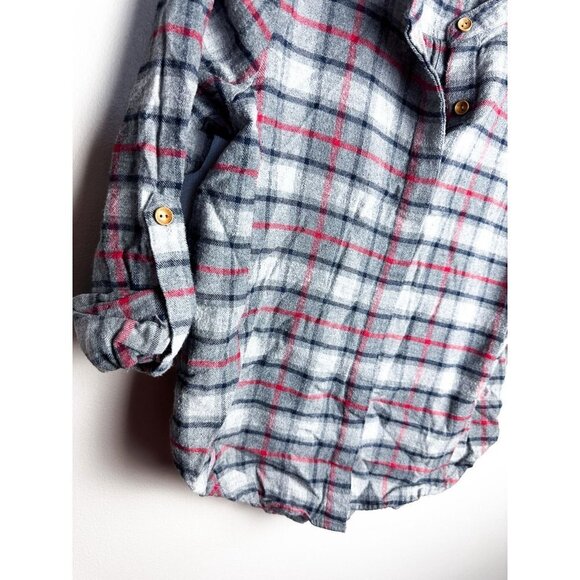Ethereal Split Open Back Flannel Plaid Button Down Womens Gray Small - Picture 3 of 9